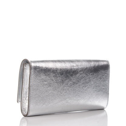 Saint Laurent Metallic Textured Calfskin Small Belle De Jour Clutch Silver 3 of 7