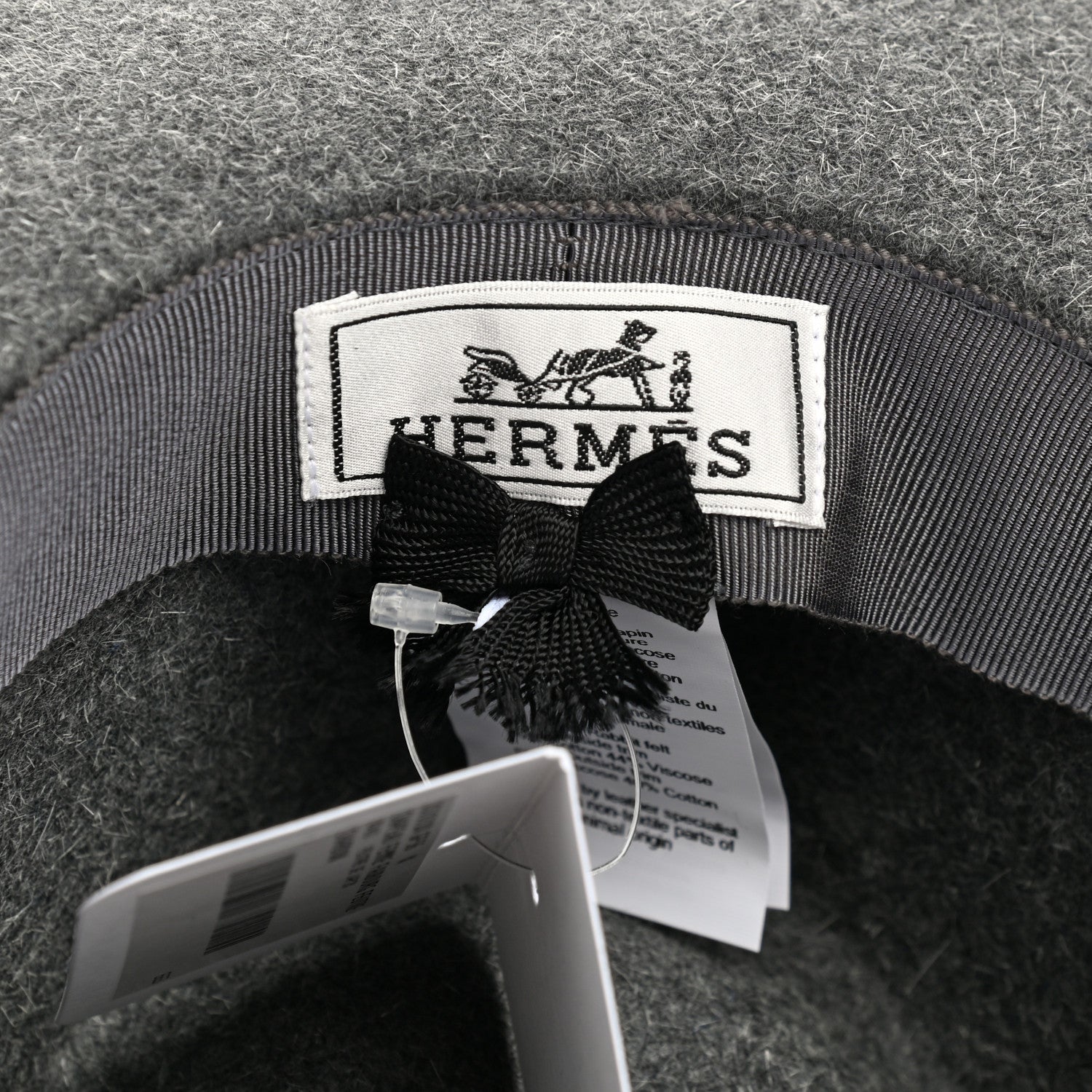 Hermes Rabbit Felt Lacquered Palladium Faubourg Hat Charbon 8 of 8