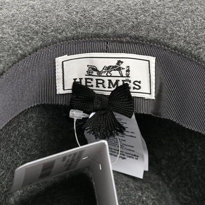 Hermes Rabbit Felt Lacquered Palladium Faubourg Hat Charbon 8 of 8