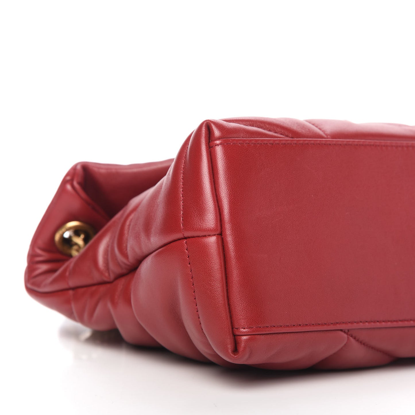 Lambskin Quilted Small Loulou Puffer Monogram Chain Satchel Opyum Red