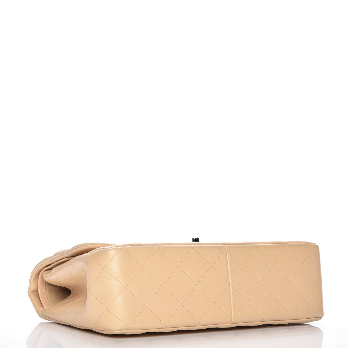 Lambskin Quilted Jumbo Double Flap Beige Clair
