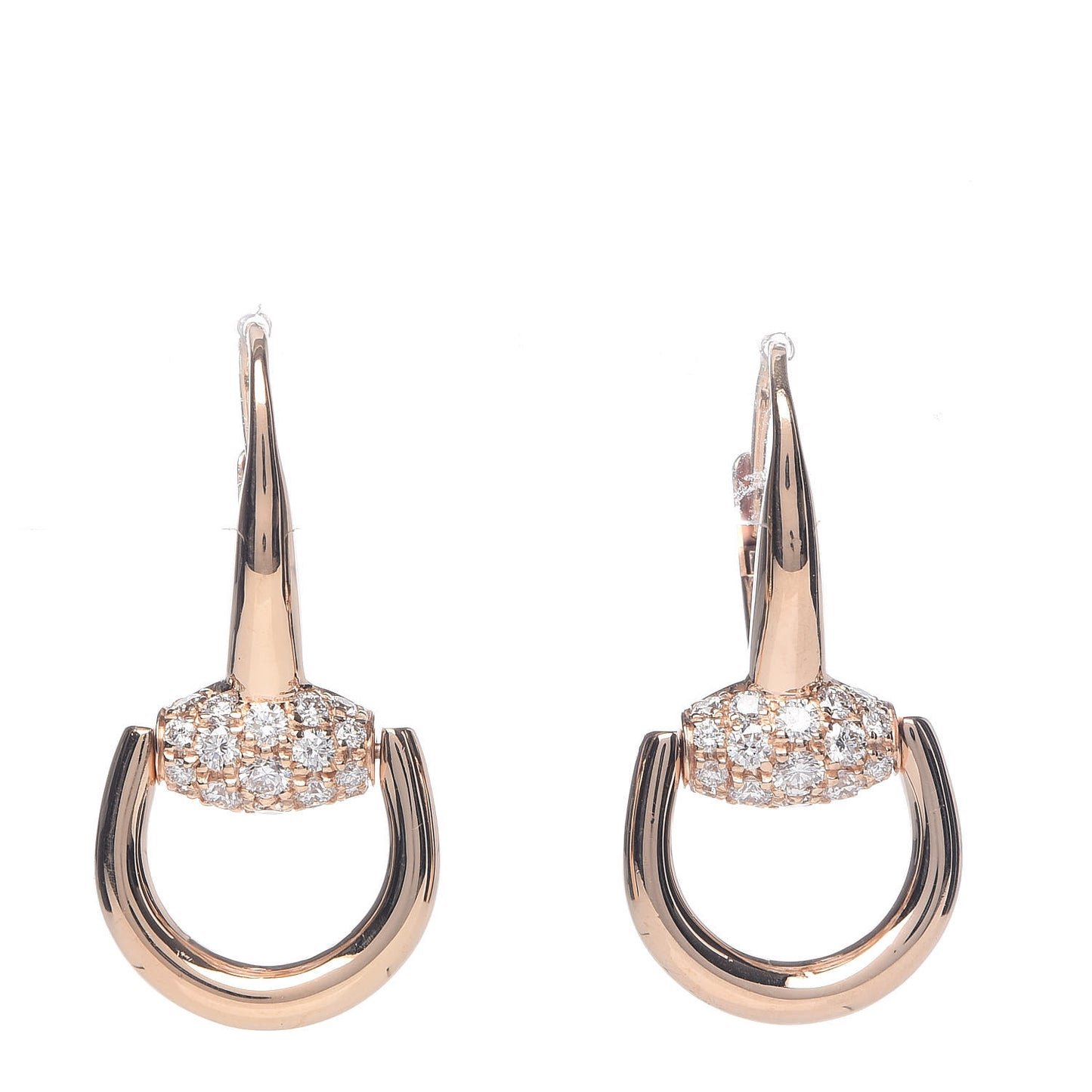 18K Rose Gold Diamond Horsebit Drop Earrings