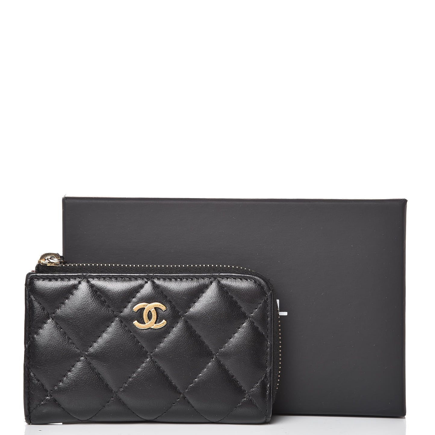 Lambskin Quilted Key Holder Case Black