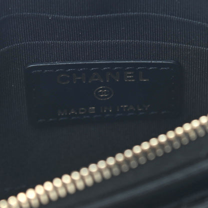 Chanel Lambskin Camellia Embossed Classic Zip Pouch Black 6 of 7