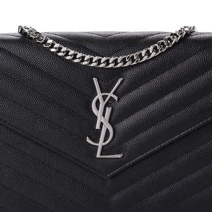 Saint Laurent Grain De Poudre Matelasse Chevron Monogram Chain Wallet Black 11 of 11