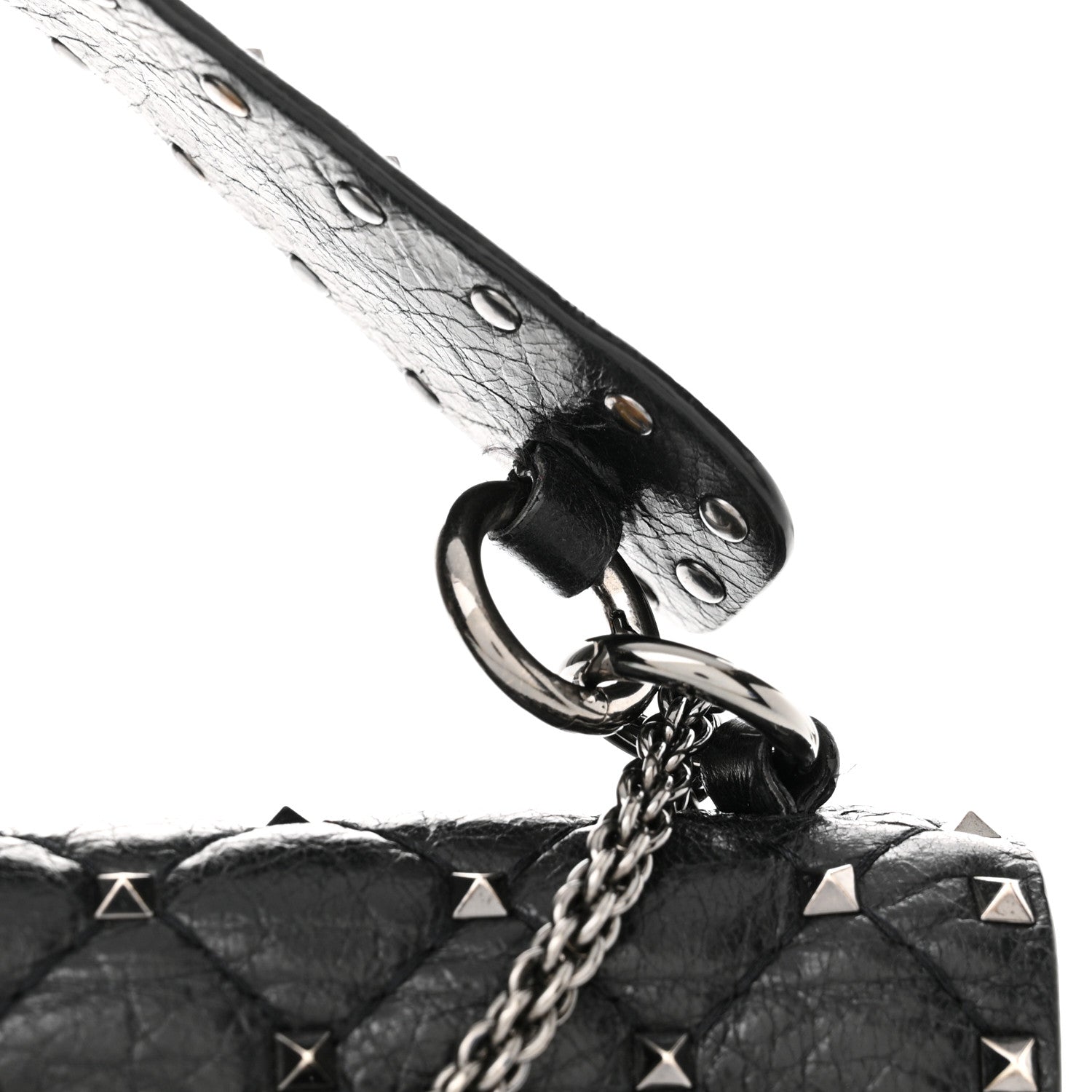Valentino Garavani Craquele Nappa Medium Rockstud Spike Shoulder Bag Black 12 of 15