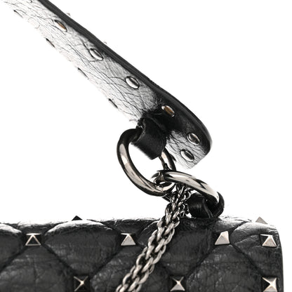 Valentino Garavani Craquele Nappa Medium Rockstud Spike Shoulder Bag Black 12 of 15