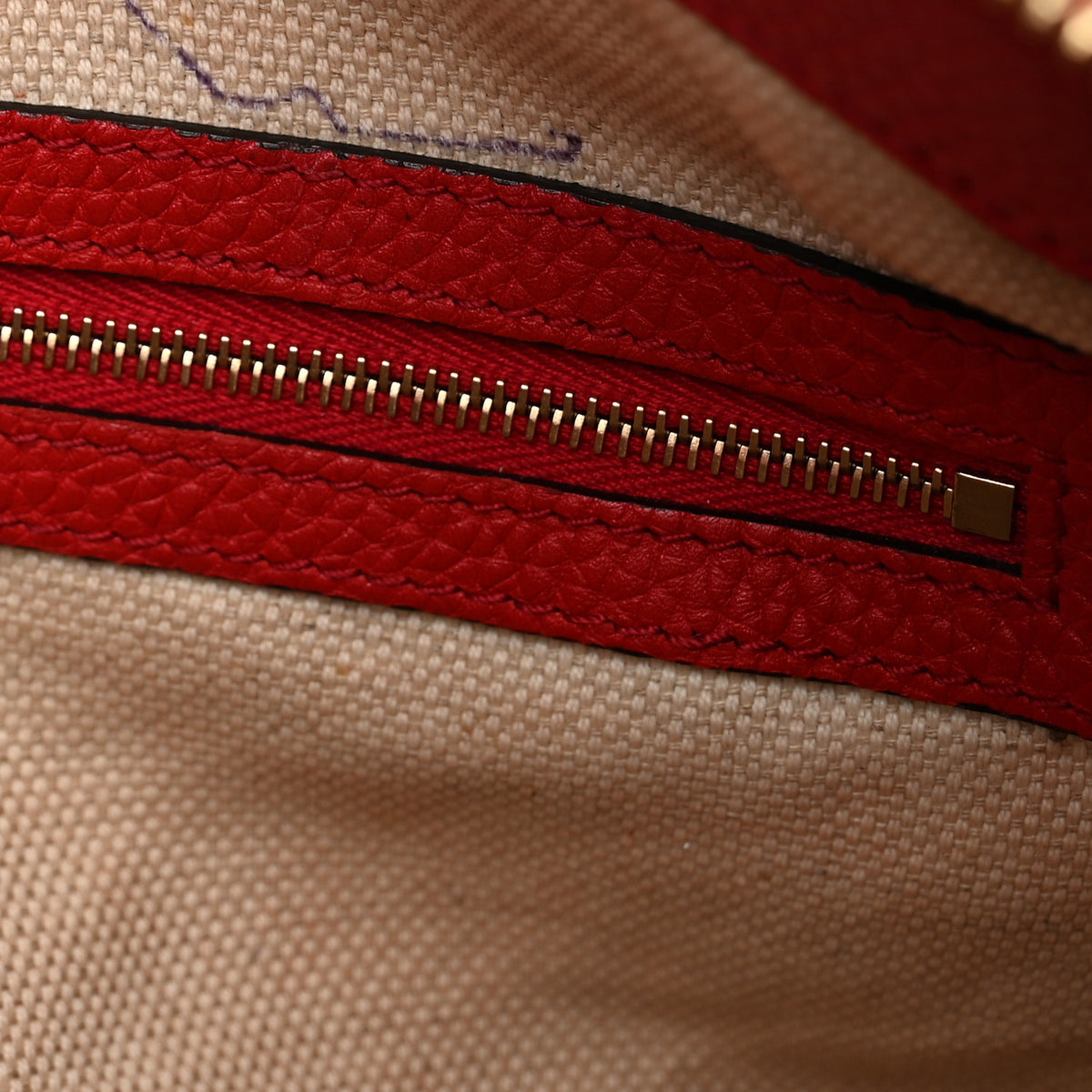 Pebbled Calfskin Large Soho Hobo Tabasco Red