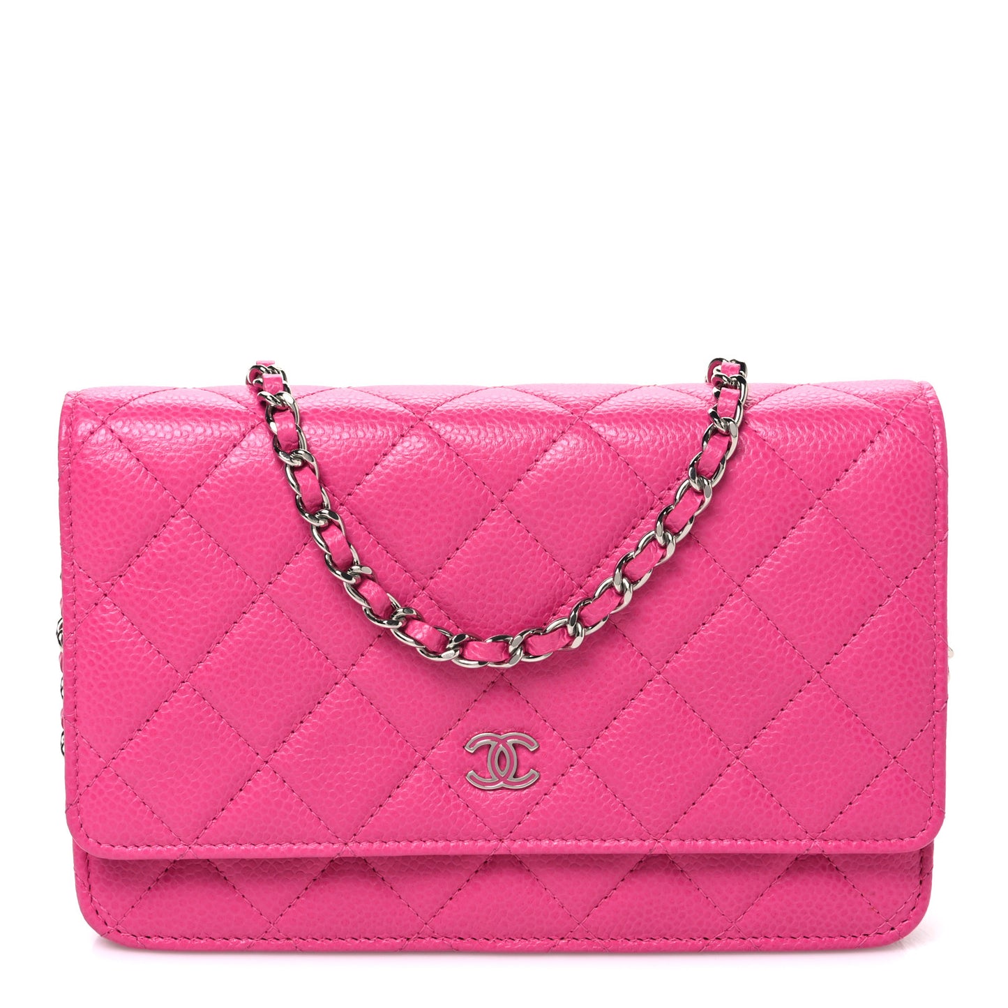 Caviar Quilted Wallet on Chain WOC Pink