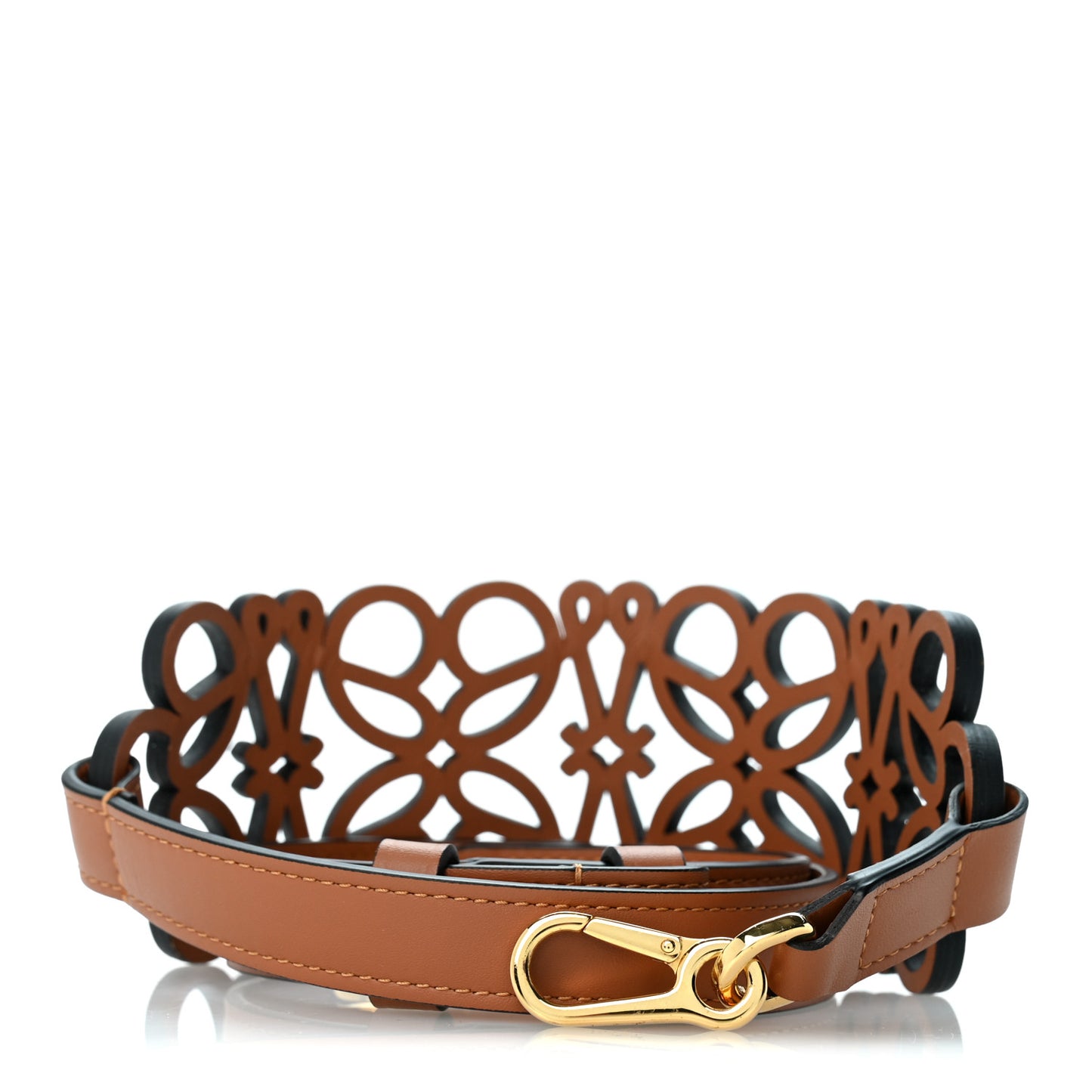 Calfskin Anagram Cutout Strap  Tan