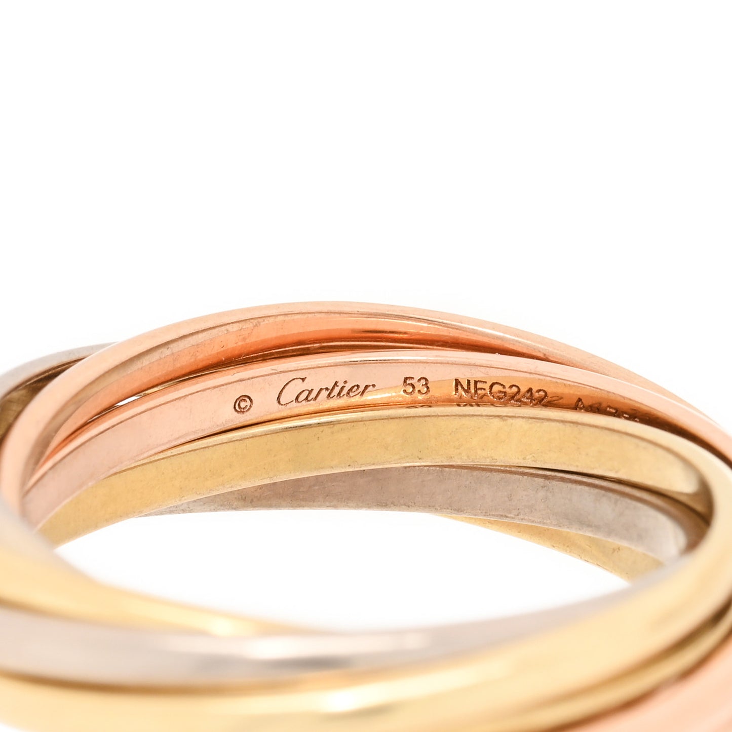 18K Pink White Yellow Gold 7 Band Trinity Ring 53 6.25