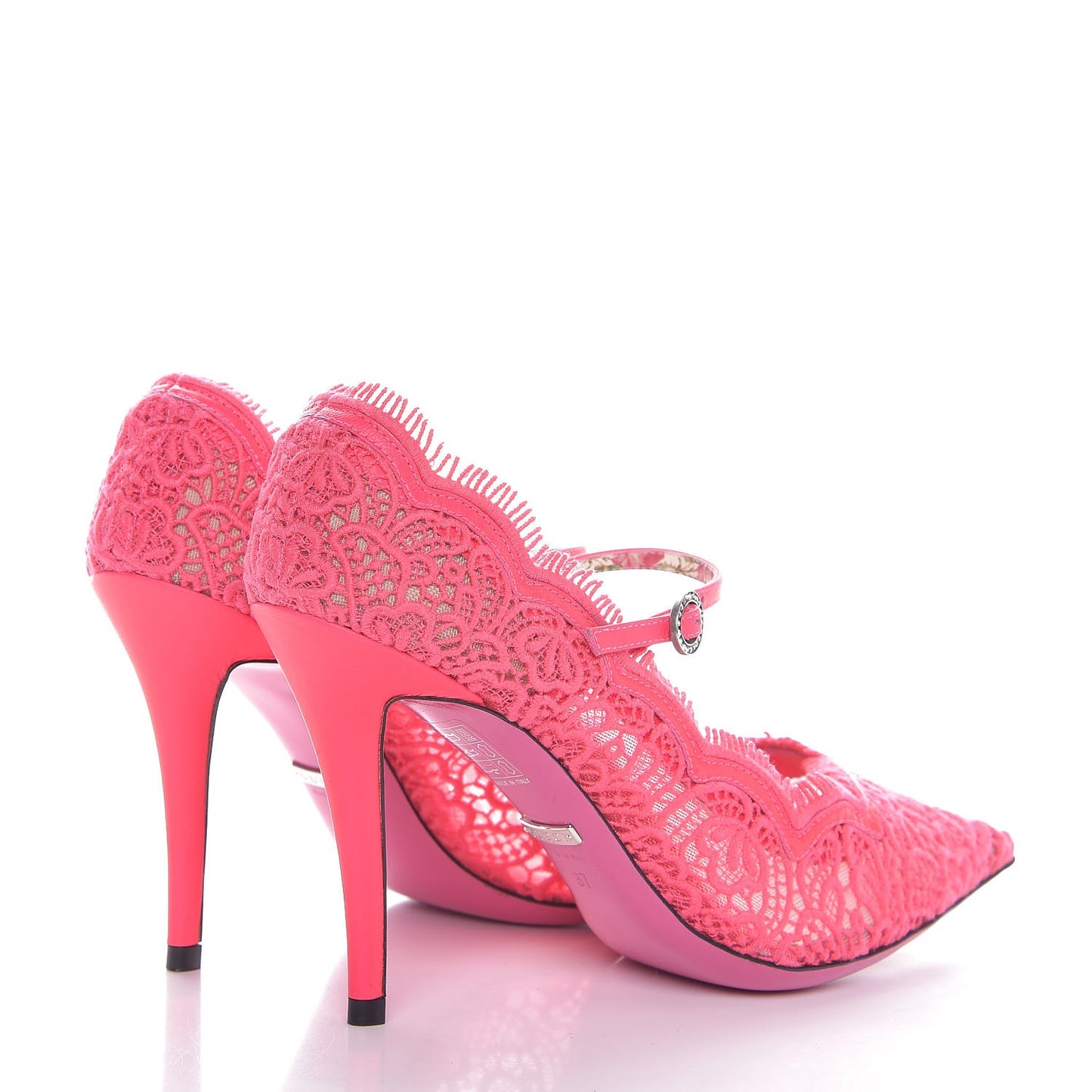 Lace Pizzo Venice Pumps 37 Fuxia Fluo Mystic White