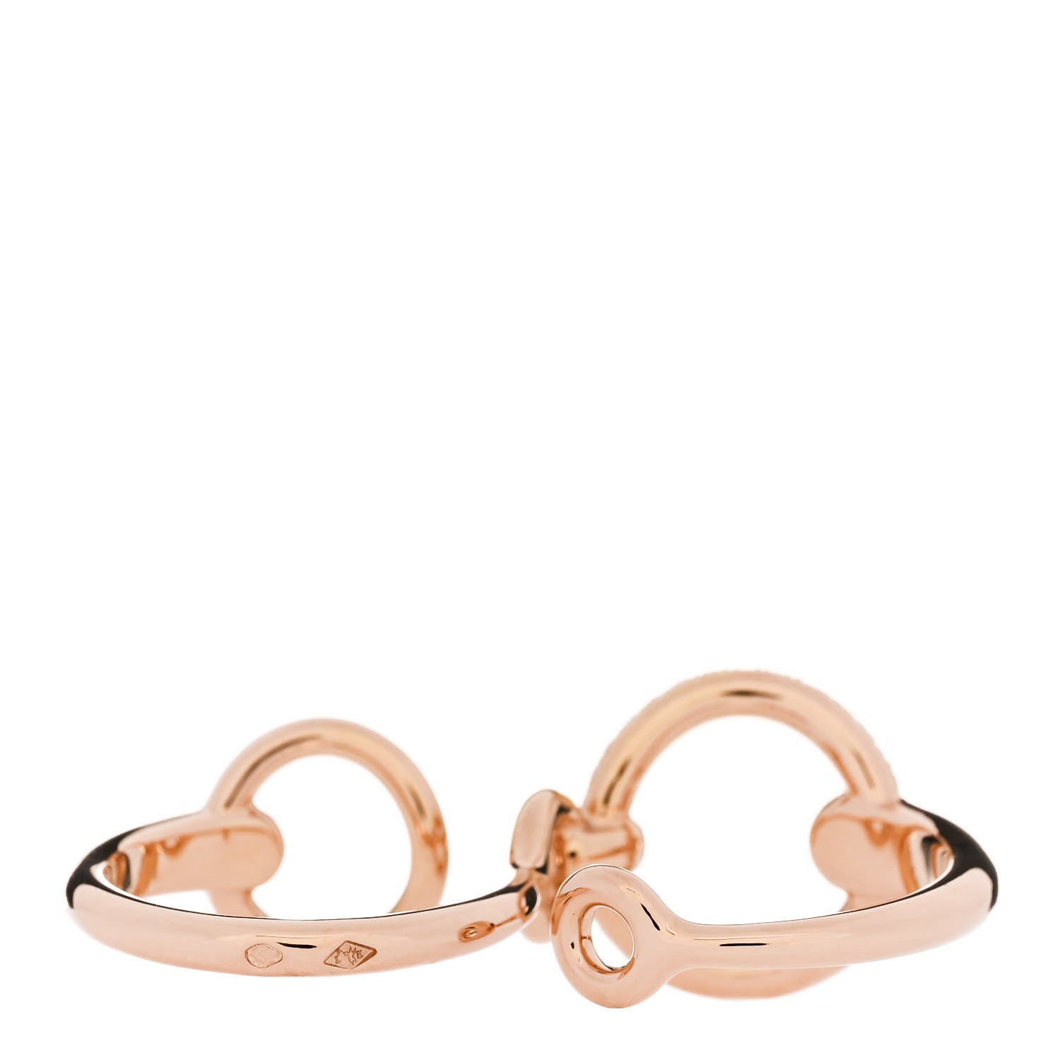 Hermes 18K Rose Gold Diamond Filet d'Or Double Ring 52 6 3 of 5