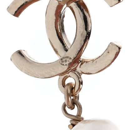 Chanel Pearl CC Heart Drop Earrings Gold 4 of 4