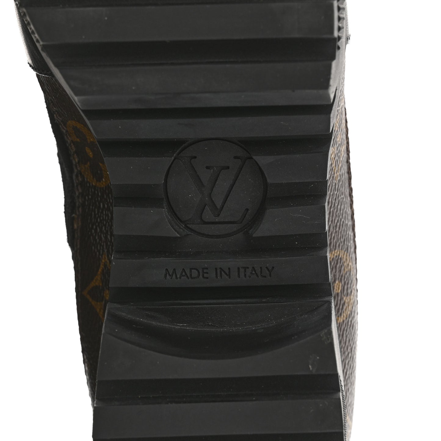 Suede Calfskin Monogram Laureate Platform Desert Boots 38 Black