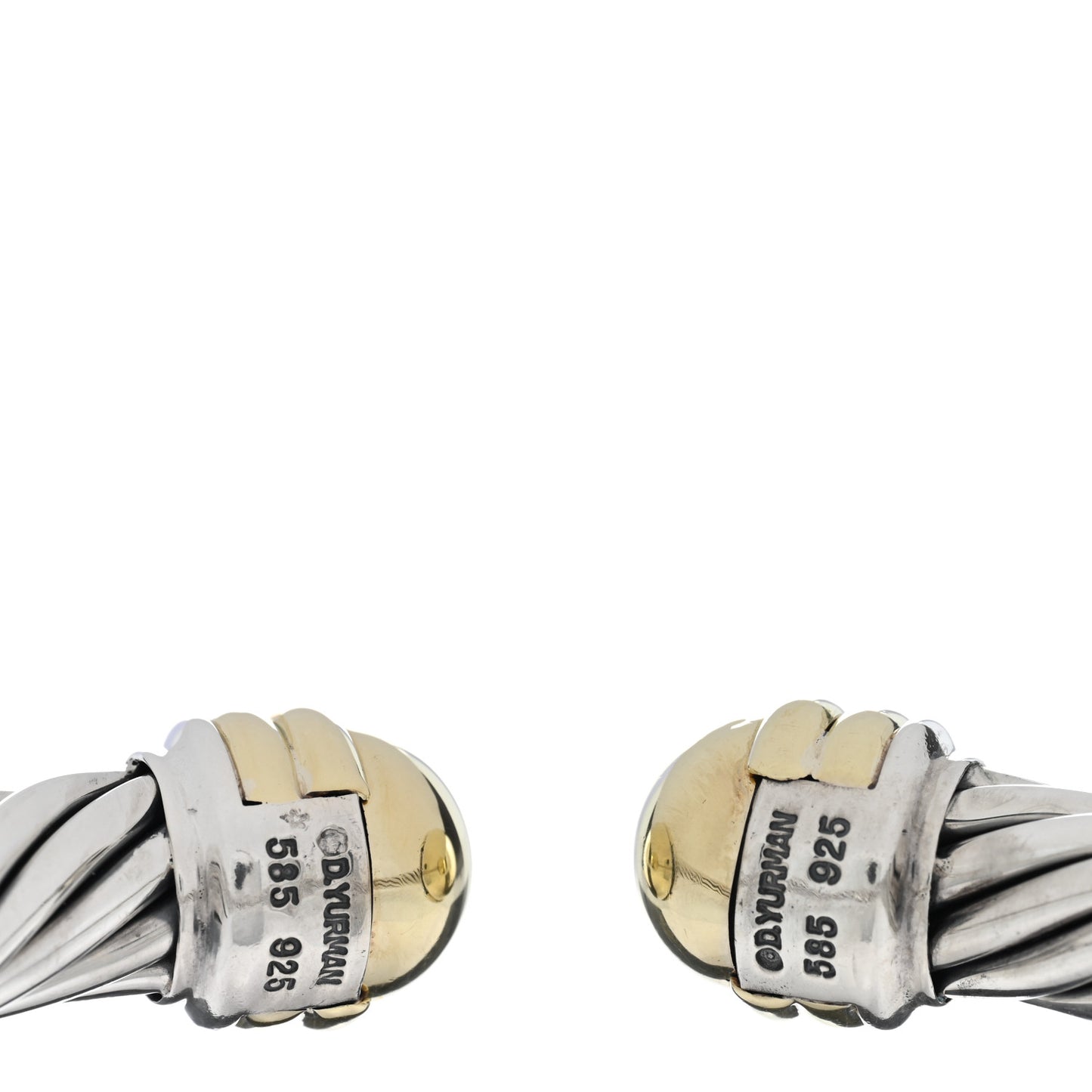 DAVID YURMAN Sterling Silver 14K Yellow Gold 10mm Cable Classics Hinged Bracelet