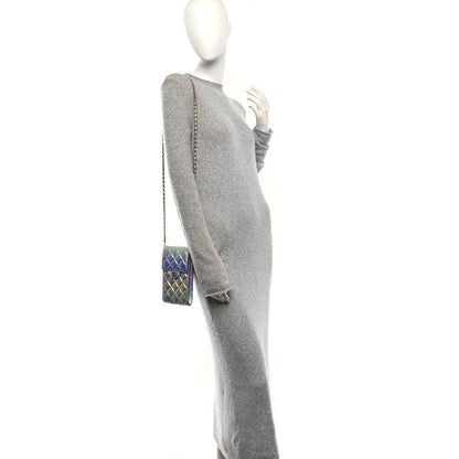 Chanel Gradient Metallic Calfskin Quilted CC Phone Holder Silver Blue Yellow Purple 2 of 11