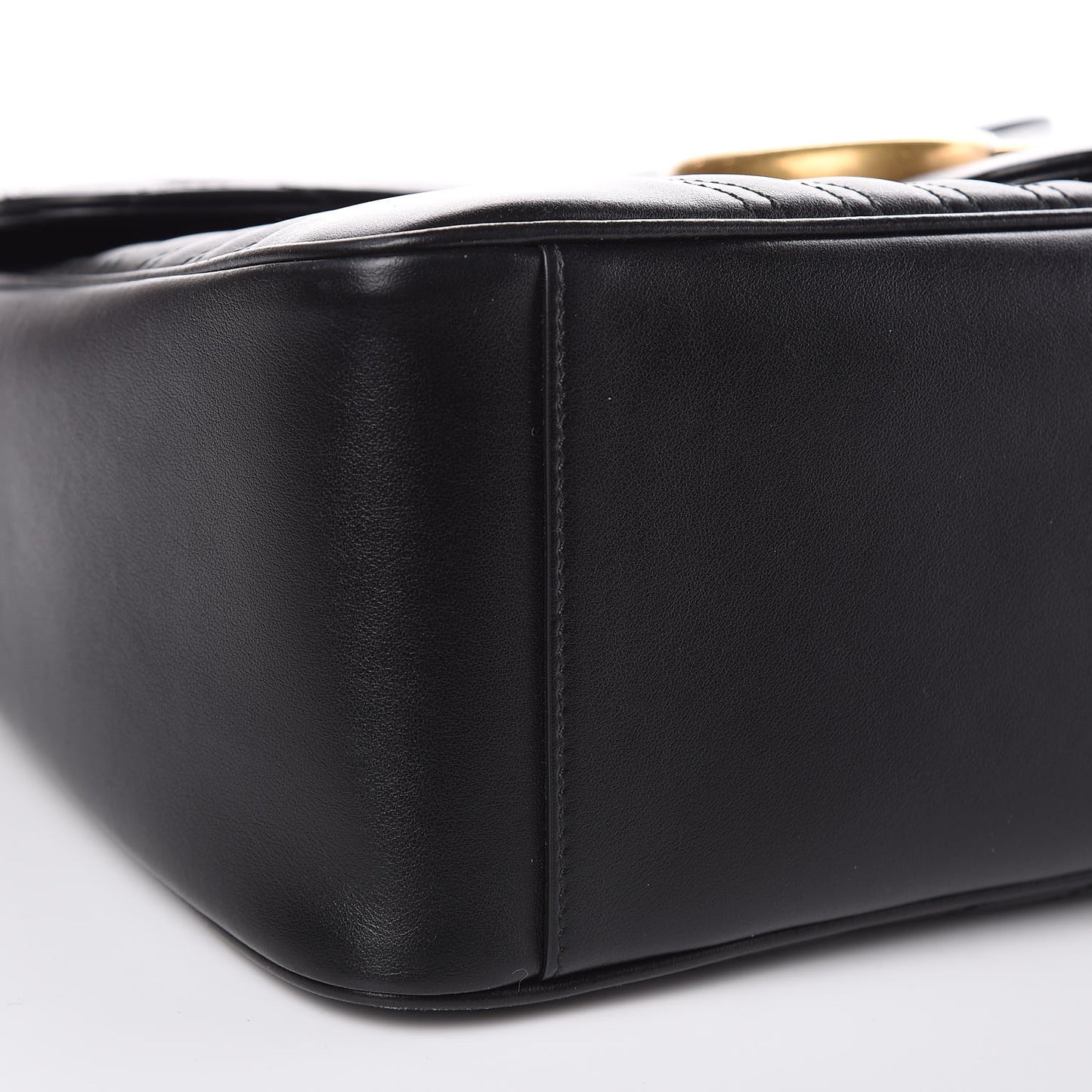 Calfskin Matelasse Medium GG Marmont Top Handle Shoulder Bag Black