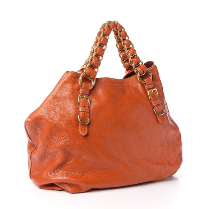 Prada Vitello Shine Chain Top Handle Tote Papaya 2 of 9