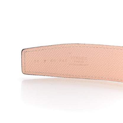 Hermes Swift Epsom Reversible 32mm Martelee H Belt 90 Bleu Indigo Rose Eglantine 6 of 8
