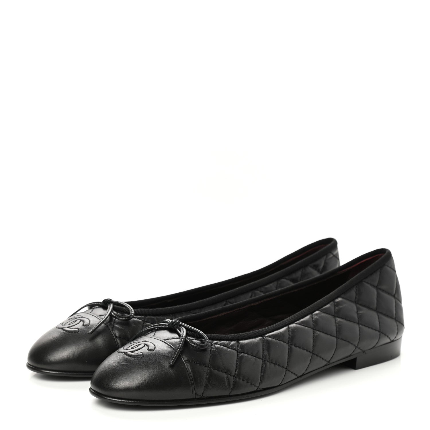 Chanel Aged Calfskin Quilted Cap Toe Ballerina Flats 41 Black 3 of 9