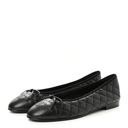 Chanel Aged Calfskin Quilted Cap Toe Ballerina Flats 41 Black 3 of 9