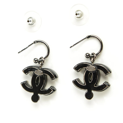 Chanel Resin Crystal CC Earrings Black 3 of 4