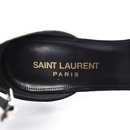 Saint Laurent Velvet Snake Print Bow Ankle Strap Sandals 36 Black 7 of 9
