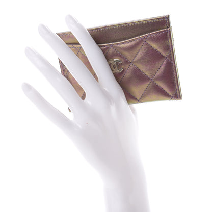Chanel Iridescent Lambskin Quilted Card Holder Purple 2 of 9