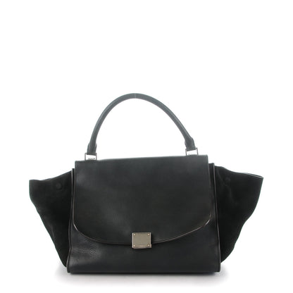 Celine Drummed Calfskin Suede Medium Trapeze Black 1 of 10