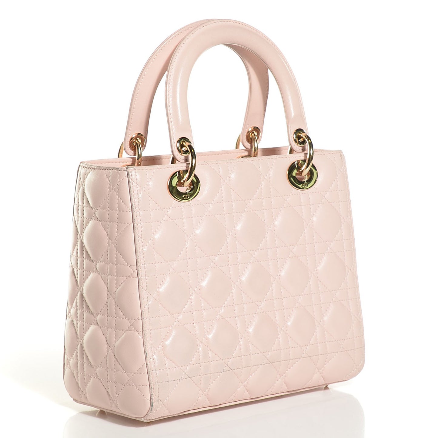 Lambskin Cannage Medium Lady Dior Rose Poudre