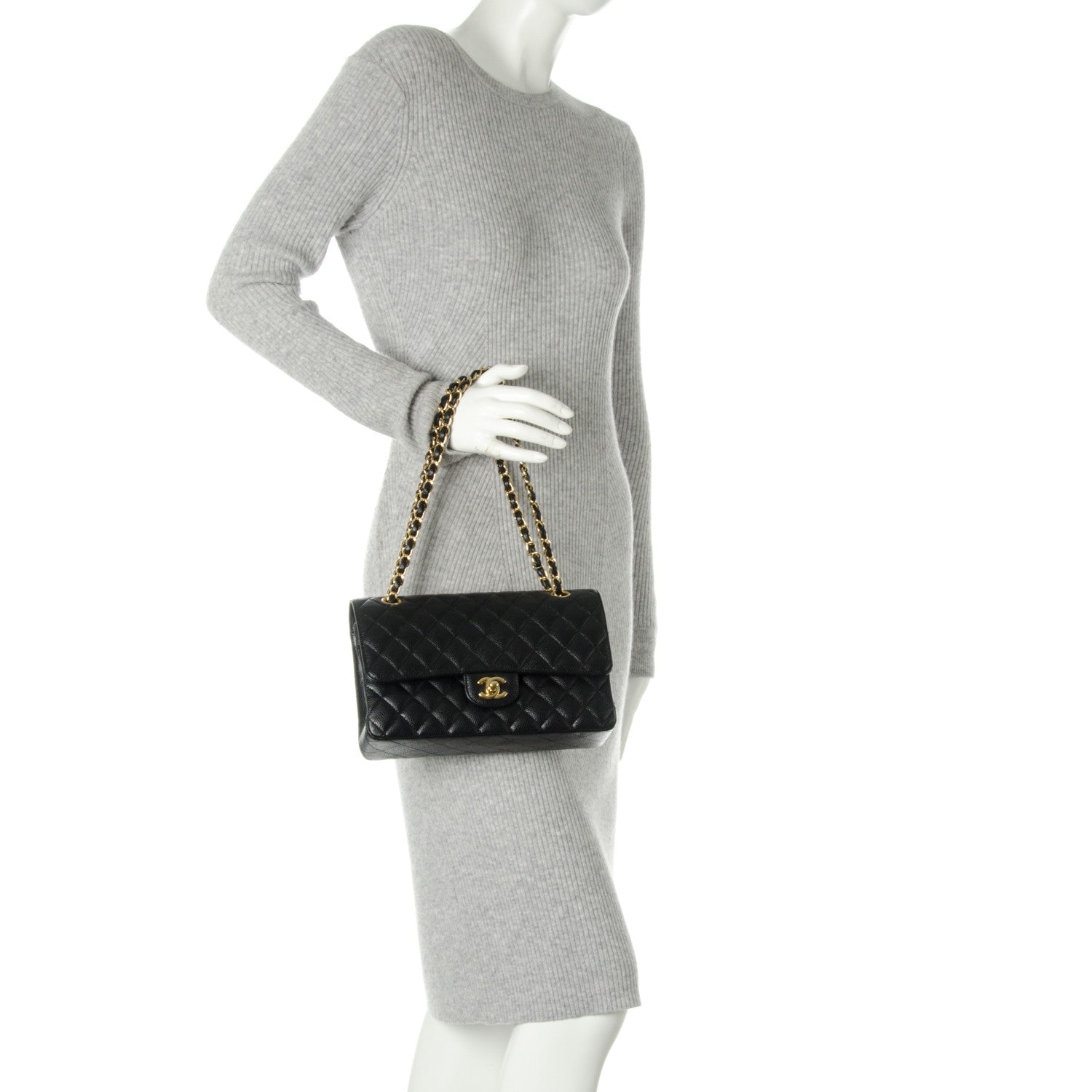 Chanel Caviar Quilted Medium Double Flap Black 2 of 9