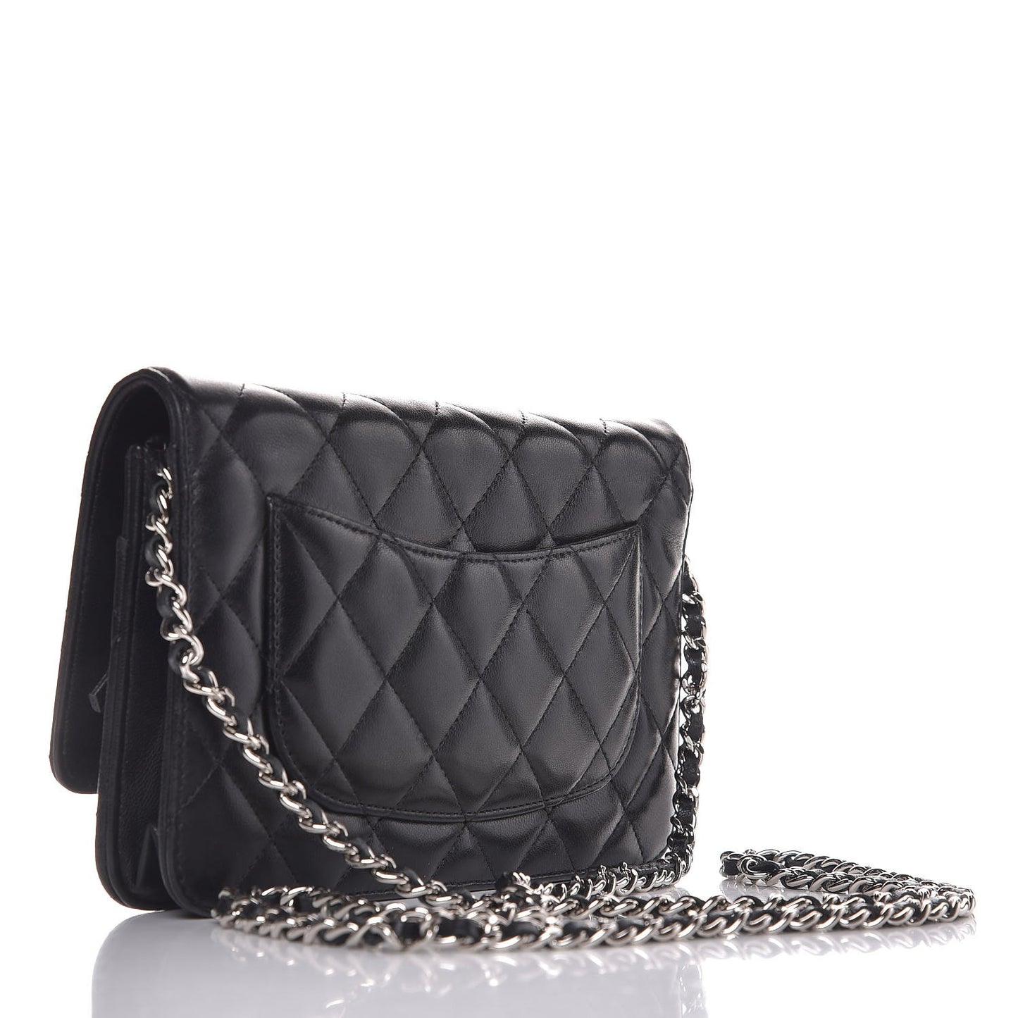Lambskin Quilted Wallet On Chain WOC Black