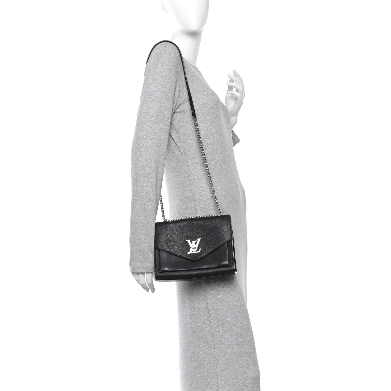Louis Vuitton Soft Calfskin My Lockme Chain Bag BB Black 2 of 16