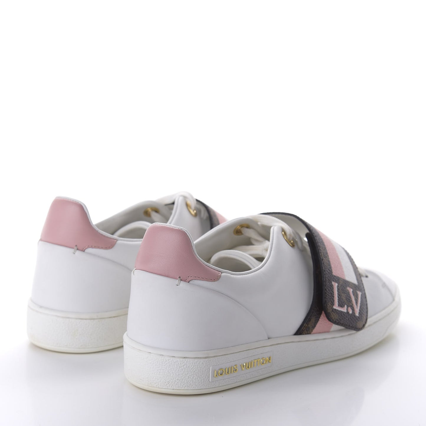 Calfskin Monogram Striped Frontrow Sneakers 39 White