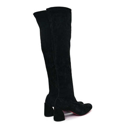 Christian Louboutin Veau Velours Stretch Turelaboot Alta 55 Over The Knee Boots 41 Black 4 of 7