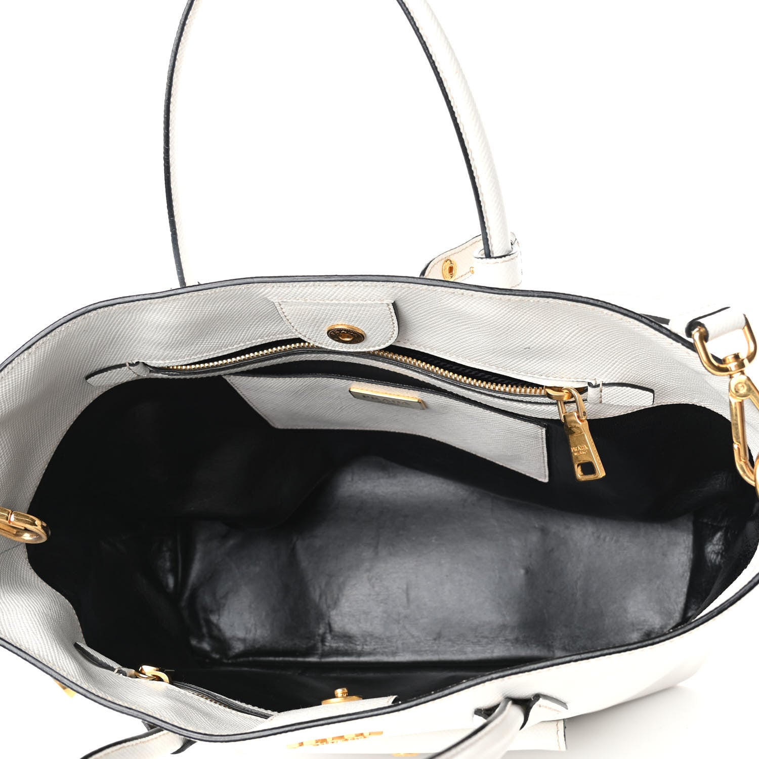 Prada Saffiano Cuir Front Pocket Tote Talco 4 of 4