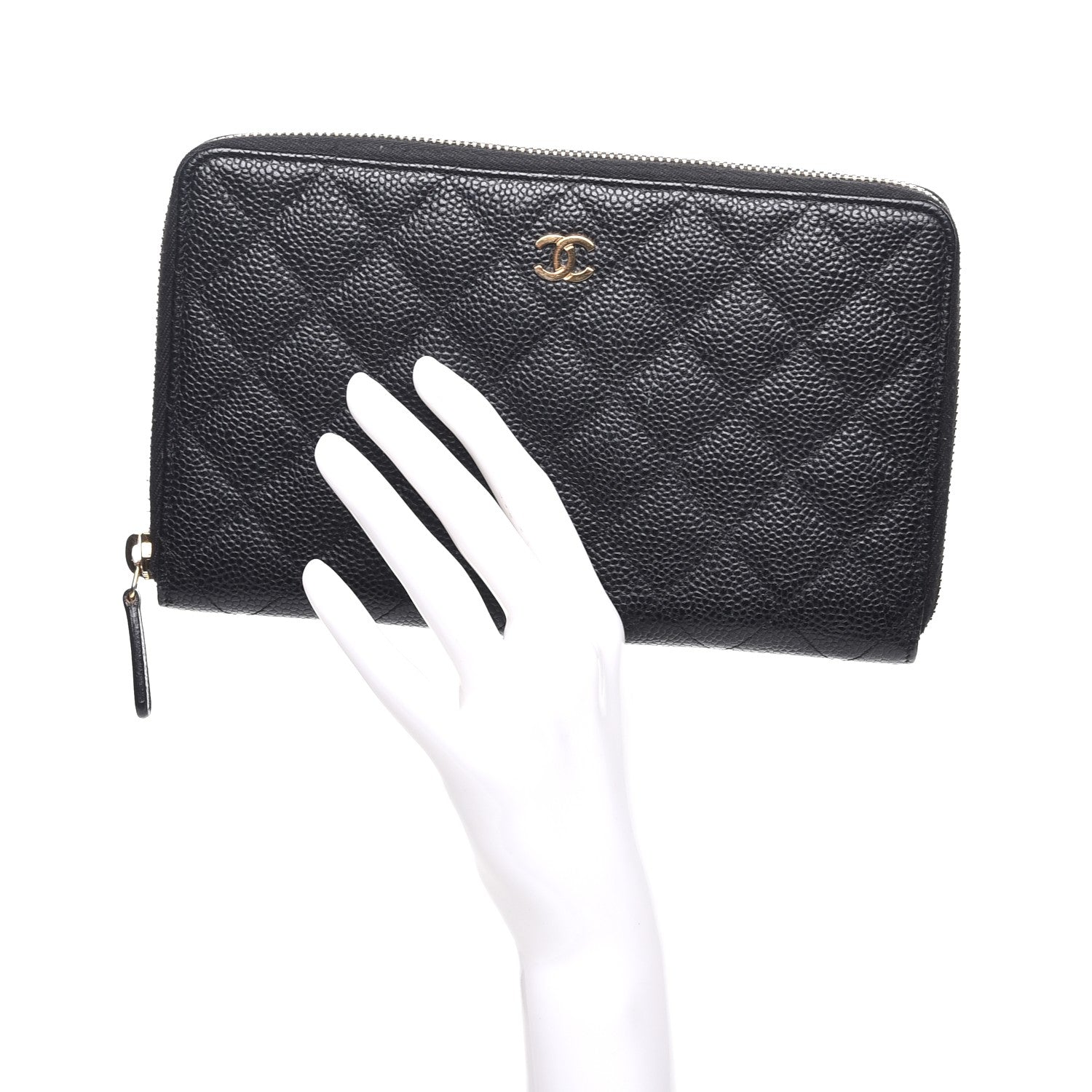 Chanel Caviar Quilted Large Zip Around Organizer Wallet Black 2 of 8