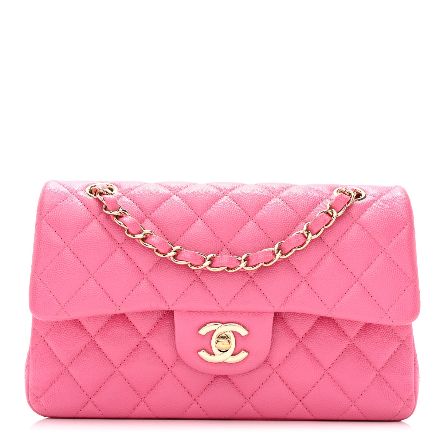 Caviar Quilted Small Double Flap Pink