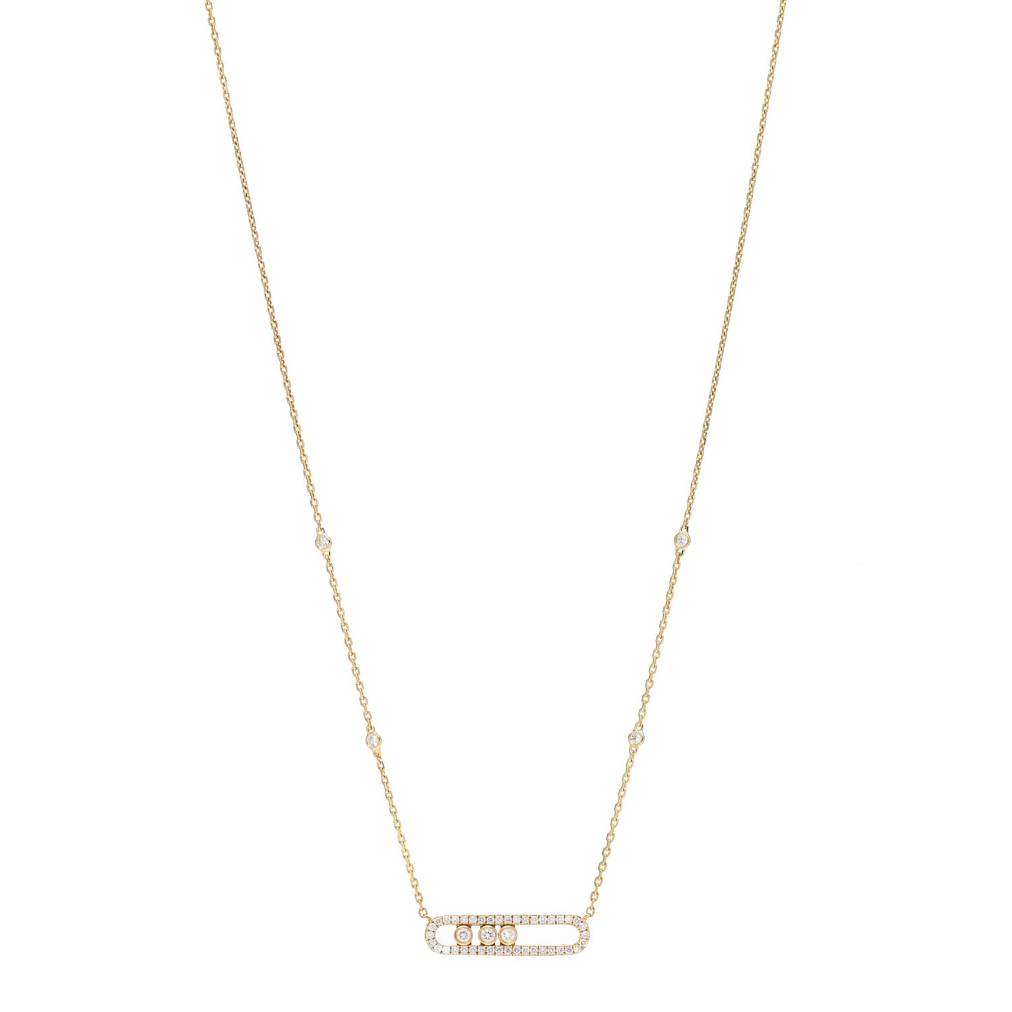 18K Yellow Gold Diamond Baby Move Classic Pave Necklace