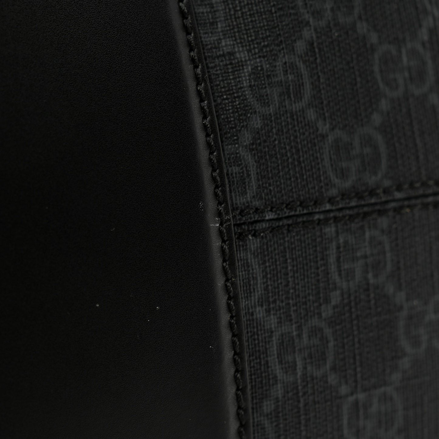 Soft GG Supreme Monogram Appia Calfskin Web Large Carry On Duffle Bag Black Grey