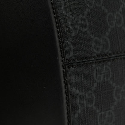 Gucci Soft GG Supreme Monogram Appia Calfskin Web Large Carry On Duffle Bag Black Grey 11 of 16