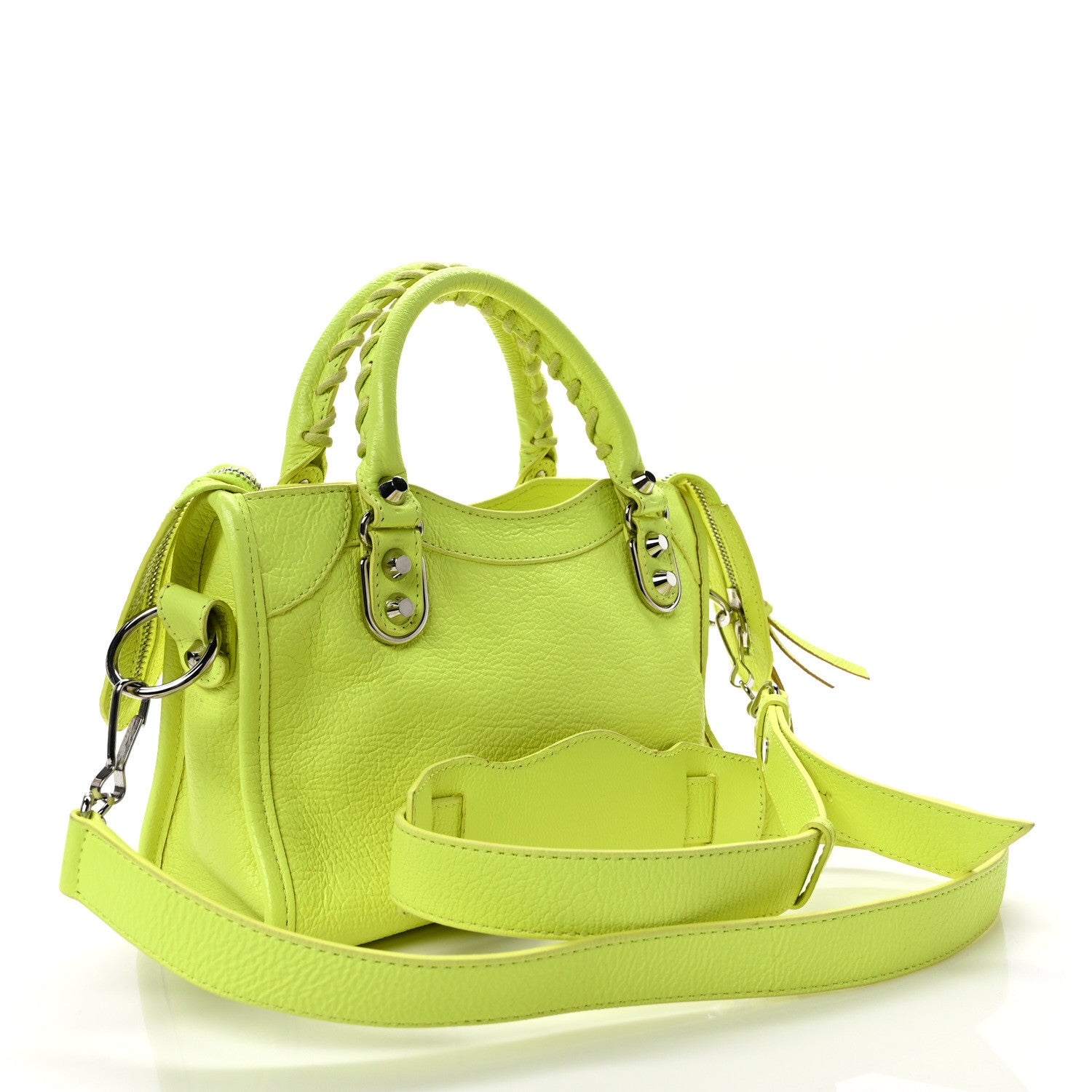 Balenciaga Chevre Silver Metallic Edge Hardware Mini City Acid Green 3 of 9