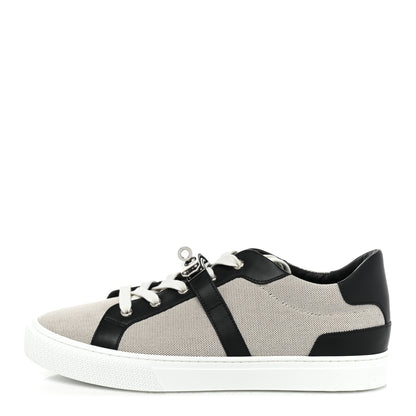 Hermes Calfskin Canvas Day Sneakers 41.5 Black White 1 of 12