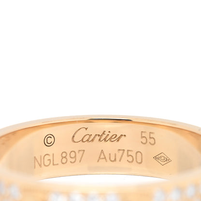 Cartier 18K Yellow Gold Diamond 4mm LOVE Wedding Paved Band Ring 55 7.25 4 of 5