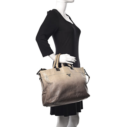 Prada Glace Calfskin Extra Wide Tote Ghiaccio Sfumato 2 of 15