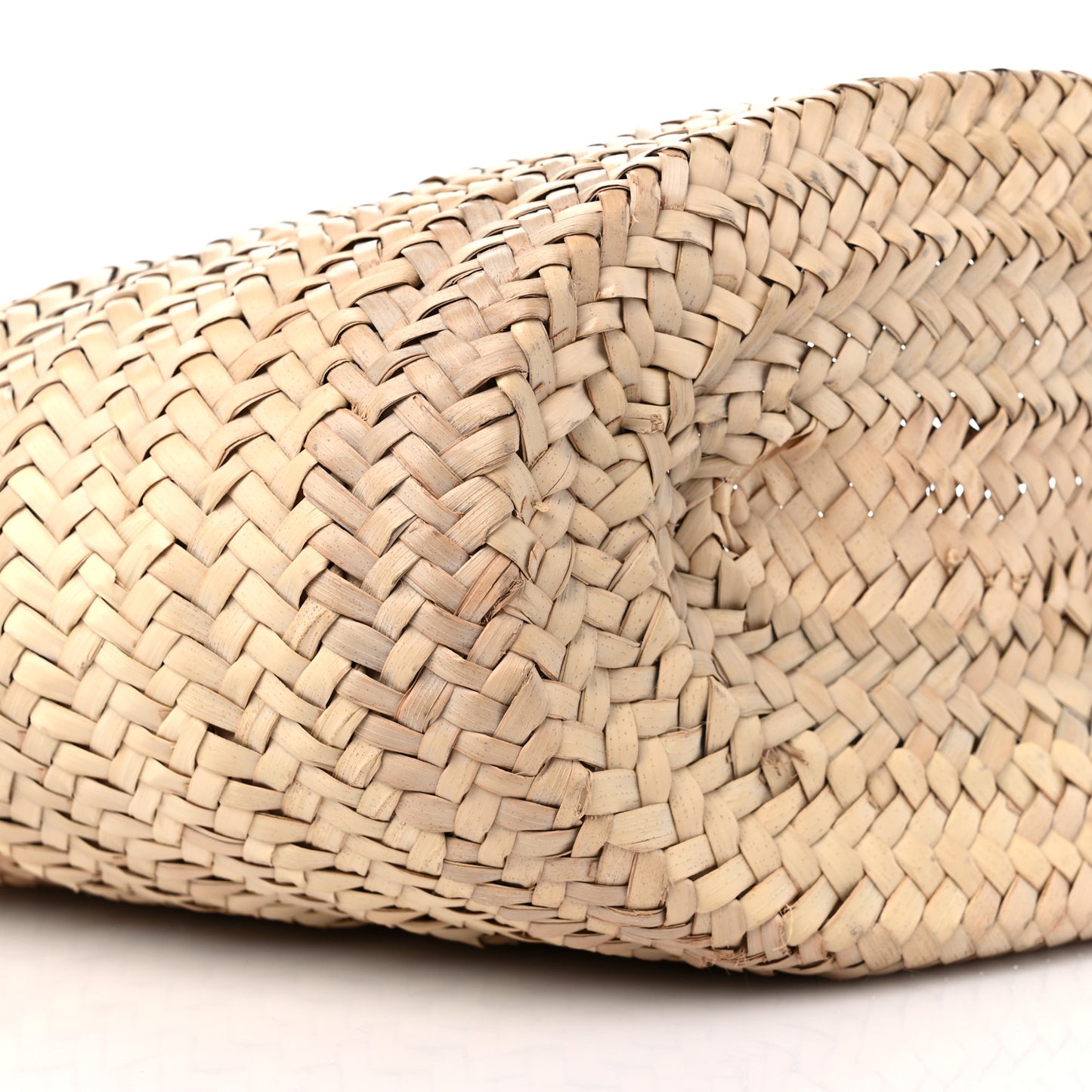 Raffia Calfskin Triomphe Medium Panier Tan