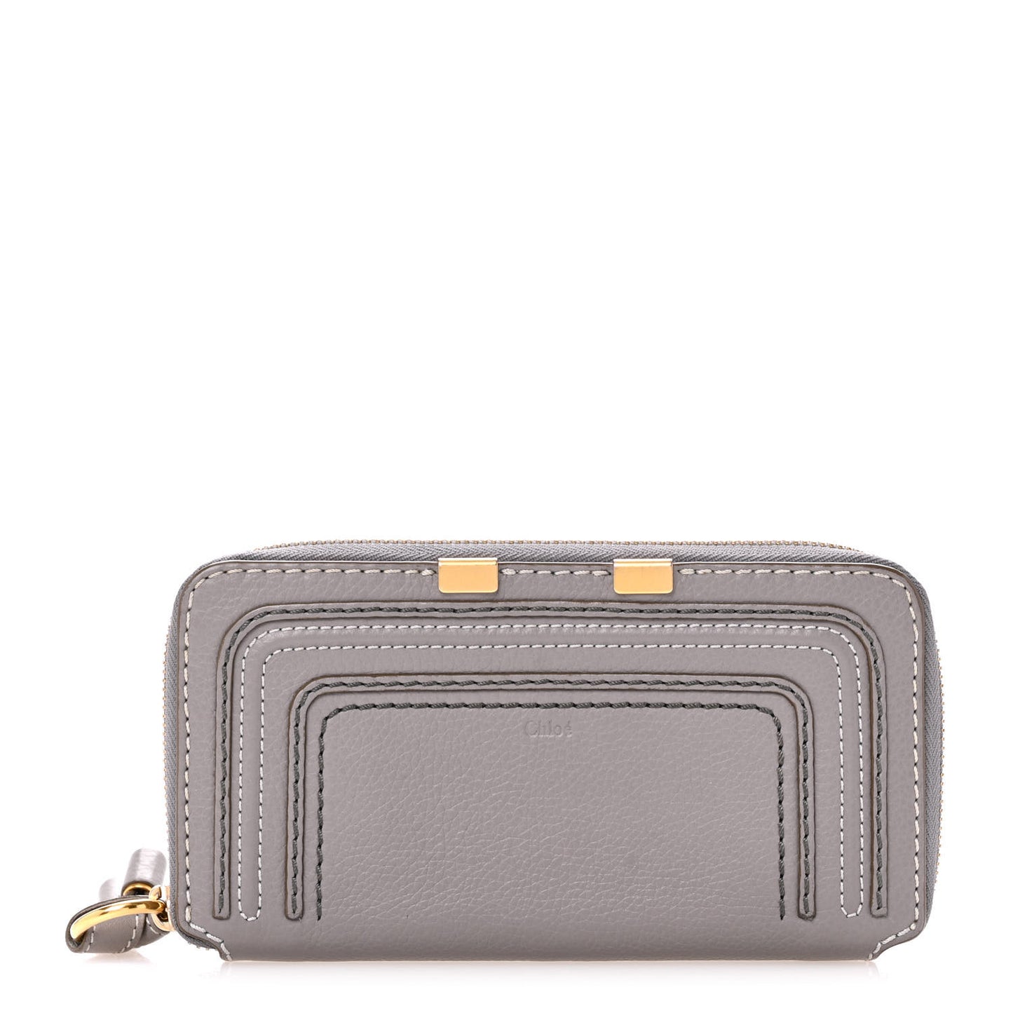 Calfskin Marcie Long Zip Around Wallet Cashmere Grey