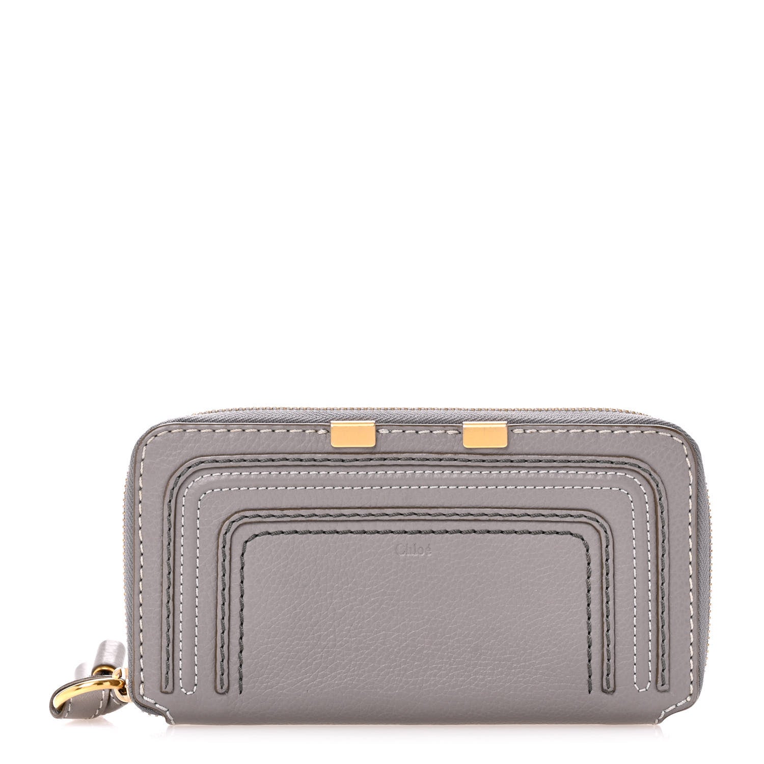 Chloe Calfskin Marcie Long Zip Around Wallet Cashmere Grey 1 of 15