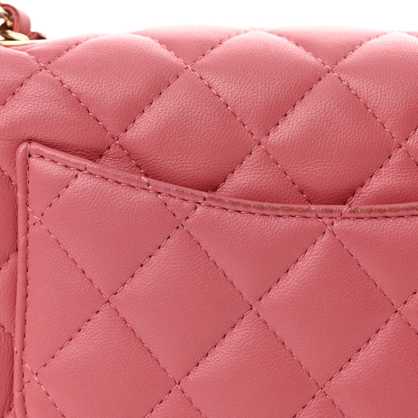 Lambskin Quilted Valentine Charms Mini Rectangular Flap Pink